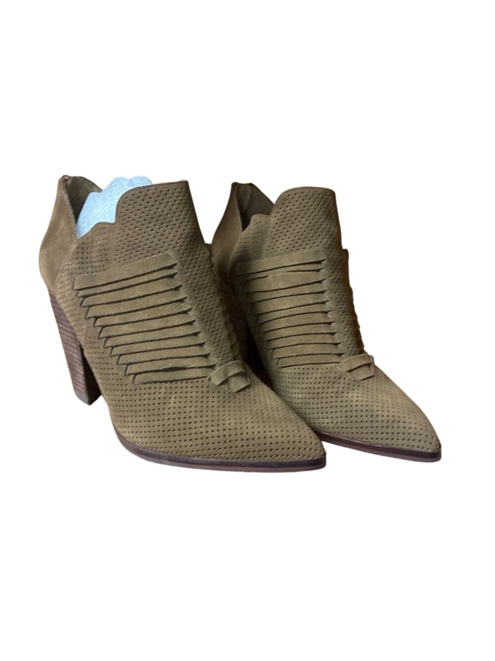 Vince Camuto VC-LEVANA Dark Caramel Faded Leopard Suede Western Booties 9.5M